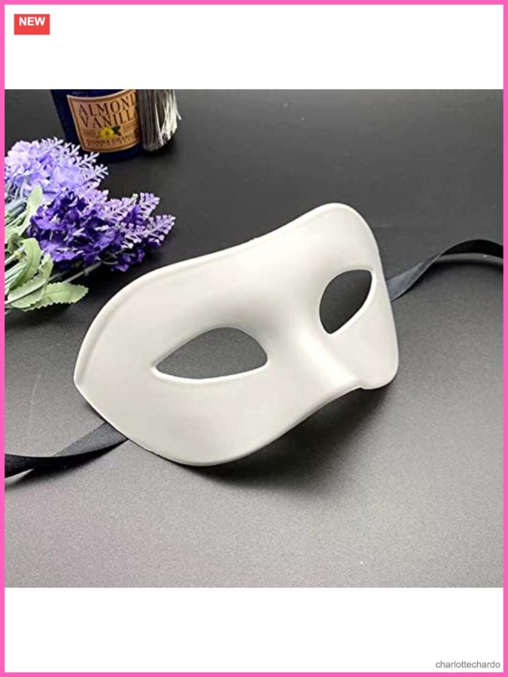 Men's Masquerade Half Face Mask Plastic Ribbon Tie Costume Accessory